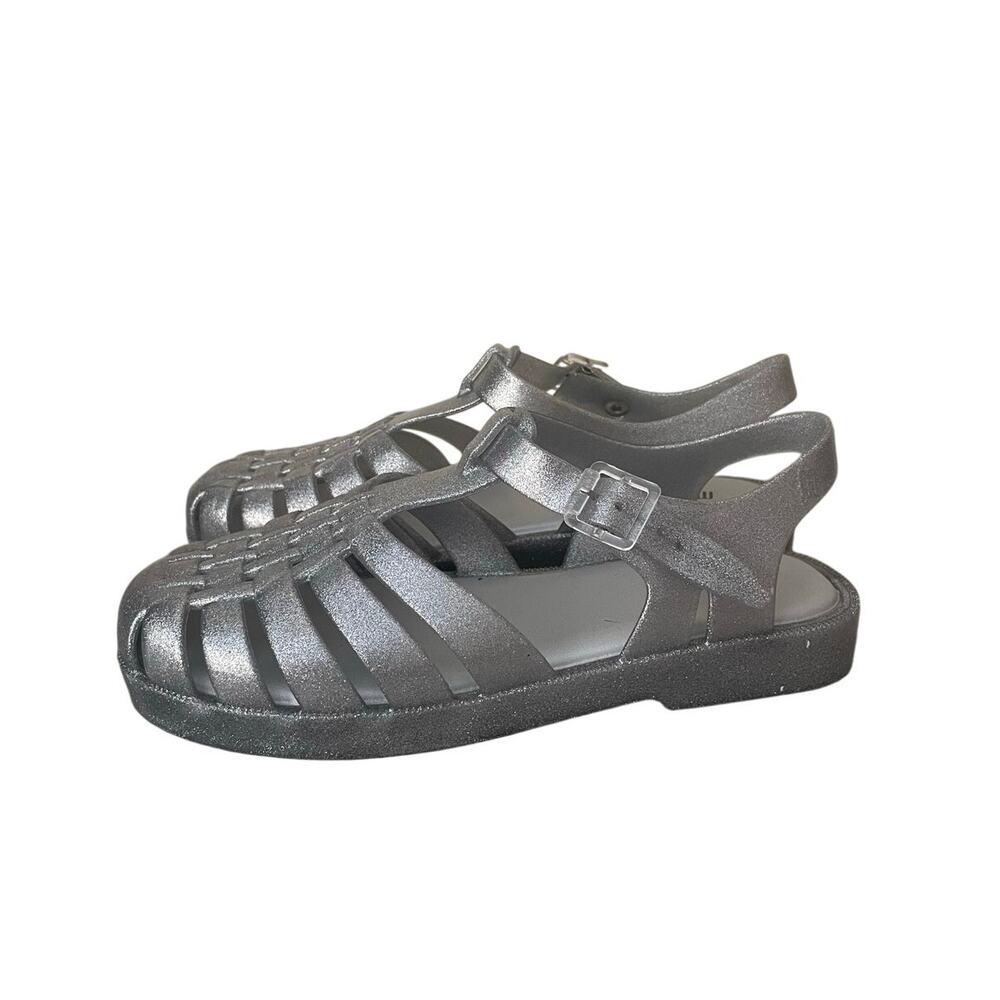 New Melissa Possession Girls Size 5 Silver Glitter Jelly Sandals